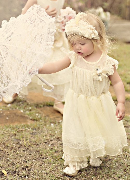 Sweet Cream Vintage Dress Lace Leg Warmers & Shoes Also Available Stunning  Flower Girl Dress!