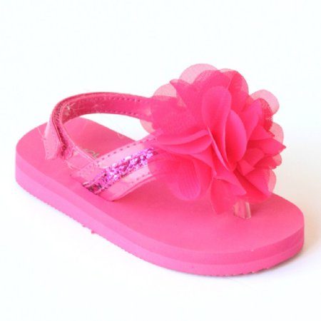 Girls Fuchsia Fancy Flower Flip Flop Toddler 7 to Youth 4 Now in Stock