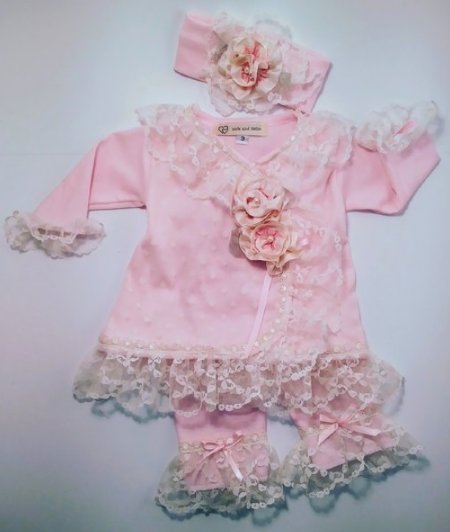 Pink Kimono 3 Piece Set Preorder Newborn to 6 Months