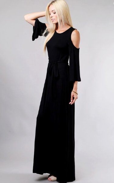 Women's Cold Shoulder Maxi Dress Black Now in Stock