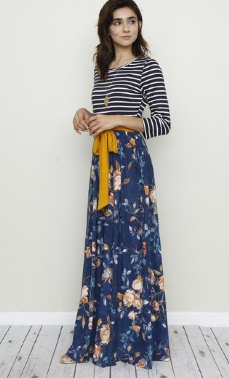 Women's French Blue Floral Maxi Now in Stock