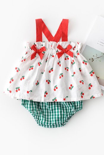 Vintage Cherry Sunsuit Preorder 3 Months to 3 Years