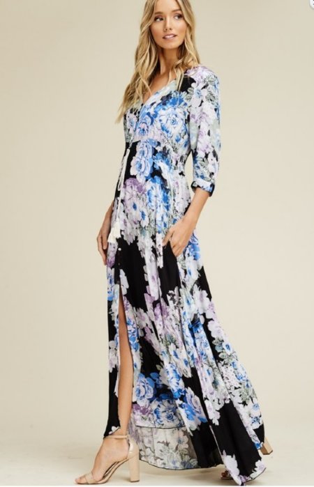 Women's Button Down Floral Maxi Dress Now in Stock