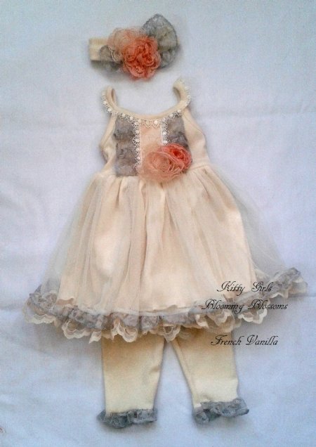 Blooming Blossoms Dress Set in Vanilla Comes with Headband