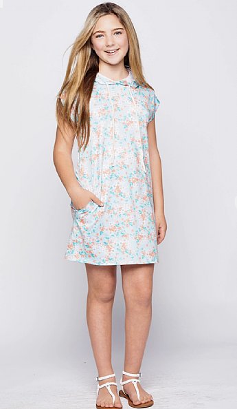 Girls Floral Hoodie Pocket Dress Preorder 5 to 14 Years
